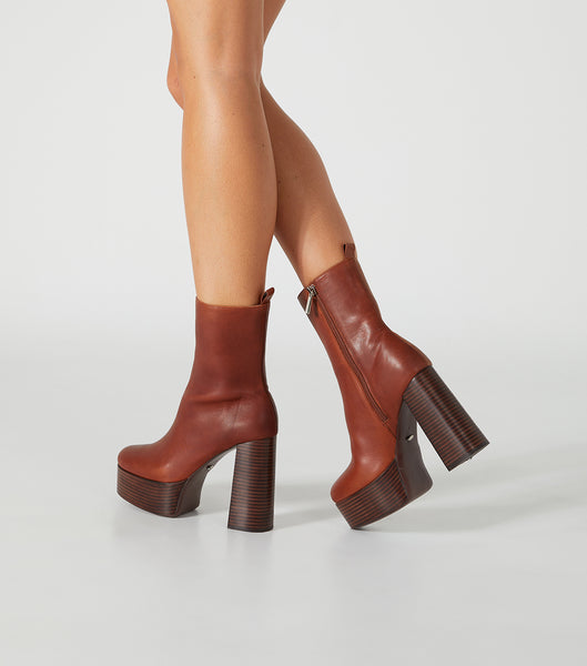 Botas de Tacon Tony Bianco Tyra Cognac 12cm Marrones | ACRWC43918