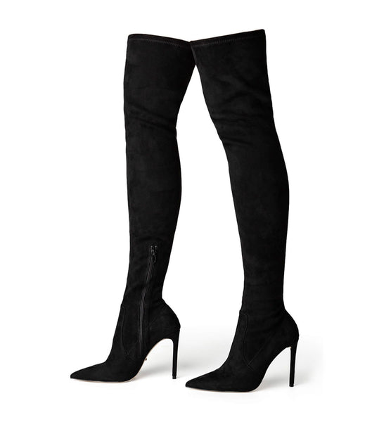 Botas de tacón de aguja Tony Bianco Avah Black Stretch Suede 10.5cm Negras | CRDYB38853