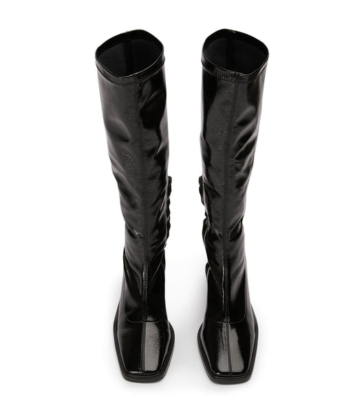 Botas hasta las rodillas Tony Bianco Damon Black Crinkle Patent 7.5cm Negras | CRDFL72843