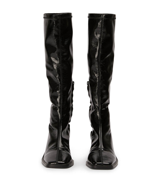 Botas hasta las rodillas Tony Bianco Damon Black Crinkle Patent 7.5cm Negras | CRDFL72843