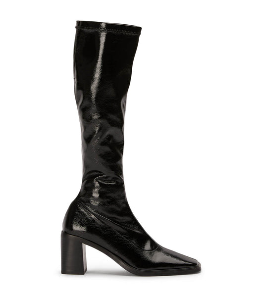 Botas hasta las rodillas Tony Bianco Damon Black Crinkle Patent 7.5cm Negras | CRDFL72843