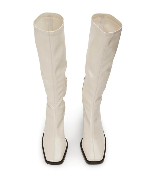 Botas hasta las rodillas Tony Bianco Damon Ecru Crinkle Patent 7.5cm Blancas | ZCRNQ66853