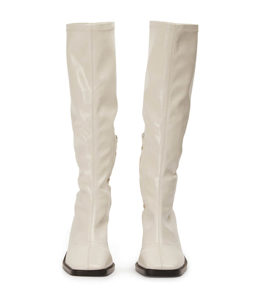 Botas hasta las rodillas Tony Bianco Damon Ecru Crinkle Patent 7.5cm Blancas | ZCRNQ66853