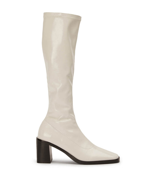 Botas hasta las rodillas Tony Bianco Damon Ecru Crinkle Patent 7.5cm Blancas | ZCRNQ66853