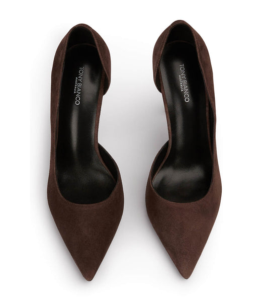 Court Shoes Tony Bianco Alyx Espresso Suede 10.5cm Chocolate | PCRER55075