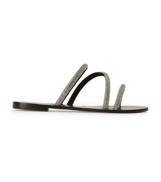 Flat Sandals Tony Bianco Fusion Crystal/Black Suede 1cm Negras | XCRGW75563