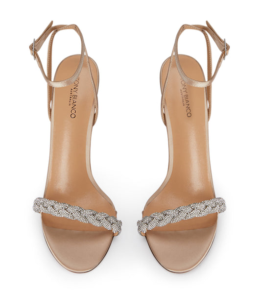 Tacones Brillantes Tony Bianco Kosta Nude Satin 11cm Beige | BCRSO43075