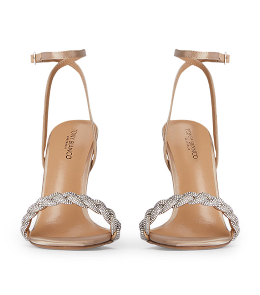 Tacones Brillantes Tony Bianco Kosta Nude Satin 11cm Beige | BCRSO43075