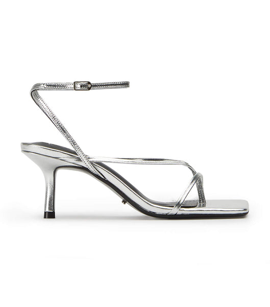 Tacones con tiras Tony Bianco Avi Silver Foil 6.5cm Plateadas | TCRWZ45062