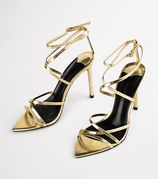 Tacones con tiras Tony Bianco Marcy Gold Foil 10.5cm Doradas | CREAH28911