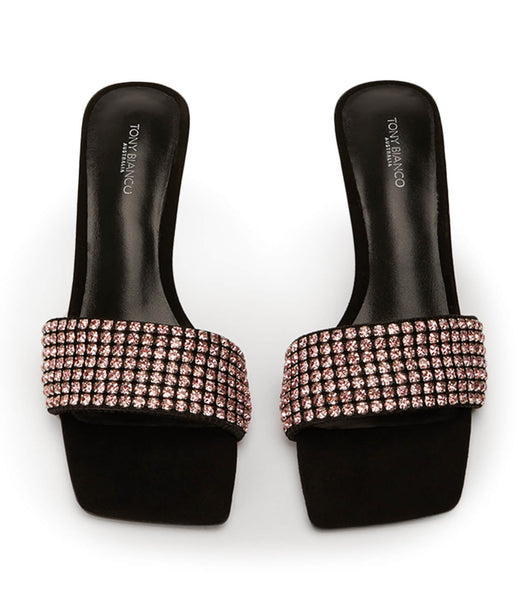 Tacones de aguja Tony Bianco Amos Pink Crystal/Black Suede 6.5cm Rosas Negras | PCRER48753