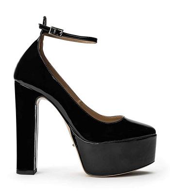 Zapatos Tacon Bloque Tony Bianco Jaguar Black Patent 14cm Negras | CRZDE38277